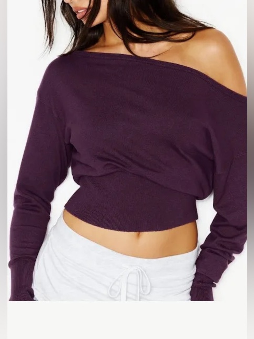 Garage Off-the-Shoulder Sweater in Plum
